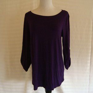𝅺NWT Cupio 3/4 Roll Button Sleeve Purple Top sz M